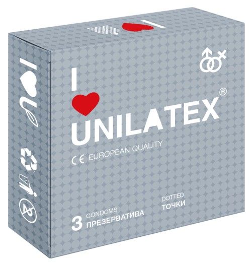 Презервативы с точками Unilatex Dotted - 3 шт. - Unilatex - купить с доставкой в Батайске