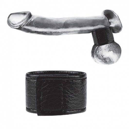 Чёрная утяжка на мошонку 1  Velcro Ball Stretcher - BlueLine - купить с доставкой в Батайске