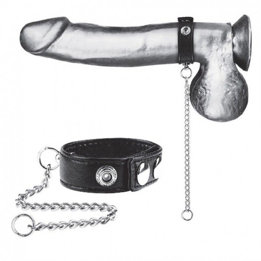 Утяжка на пенис с поводком Snap Cock Ring With 12  Leash - BlueLine - купить с доставкой в Батайске