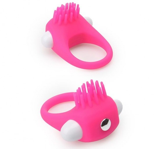 Розовое эрекционное кольцо с щеточкой LIT-UP SILICONE STIMU RING 5 - Dream Toys - в Батайске купить с доставкой