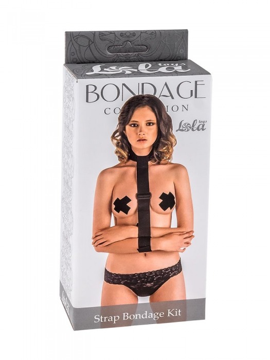 Ошейник с длинной лентой и наручниками Strap Bondage Kit Plus Size - Lola Games - купить с доставкой в Батайске