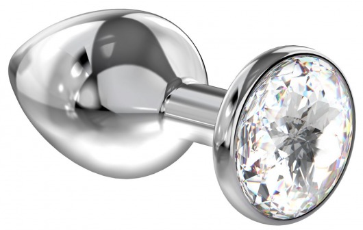 Большая серебристая анальная пробка Diamond Clear Sparkle Large с прозрачным кристаллом - 8 см. - Lola Games - купить с доставкой в Батайске