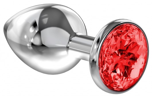 Большая серебристая анальная пробка Diamond Red Sparkle Large с красным кристаллом - 8 см. - Lola Games - купить с доставкой в Батайске