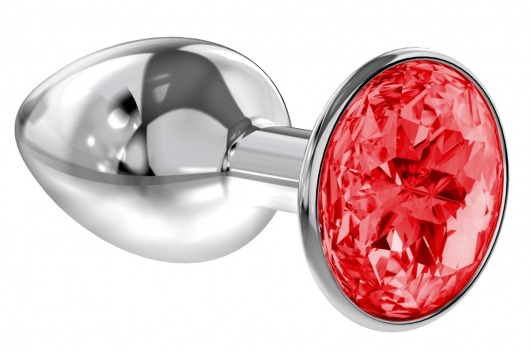 Малая серебристая анальная пробка Diamond Red Sparkle Small с красным кристаллом - 7 см. - Lola Games - купить с доставкой в Батайске
