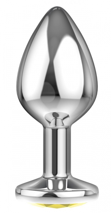 Большая серебристая анальная пробка Diamond Yellow Sparkle Large с жёлтым кристаллом - 8 см. - Lola Games - купить с доставкой в Батайске