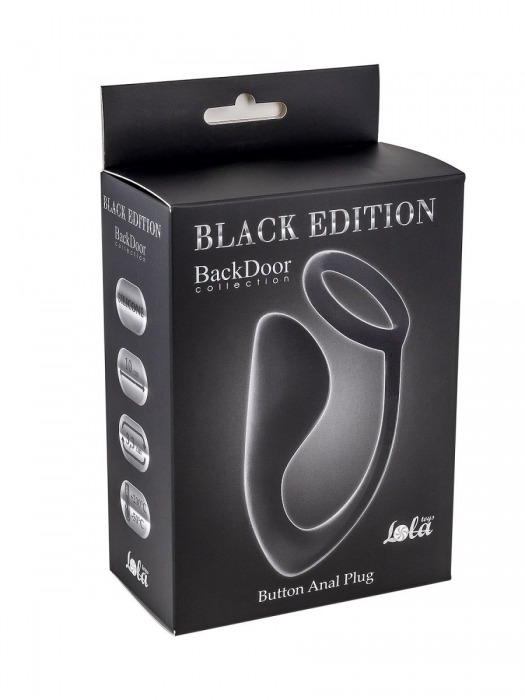 Чёрное эрекционное кольцо с анальной пробкой Button Anal Plug - Lola Games - в Батайске купить с доставкой