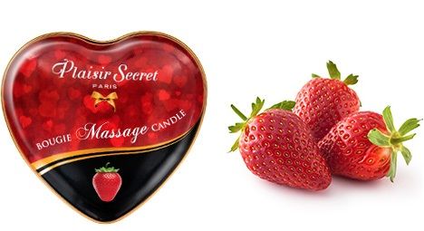 Массажная свеча с ароматом клубники Bougie Massage Candle - 35 мл. - Plaisir Secret - купить с доставкой в Батайске