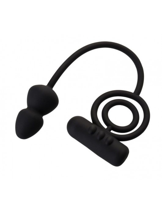 Чёрное эрекционное кольцо с вибропулькой и анальным хвостом - Erotist Adult Toys - в Батайске купить с доставкой