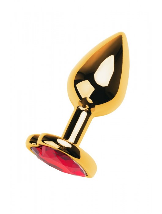 Золотистая анальная пробка с кристаллом-сердцем - 7,5 см. - ToyFa - купить с доставкой в Батайске