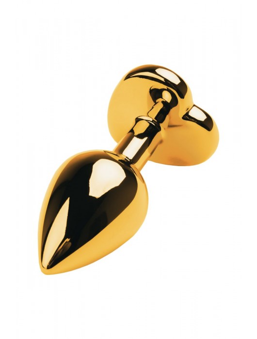 Золотистая анальная пробка с кристаллом-сердцем - 7,5 см. - ToyFa - купить с доставкой в Батайске