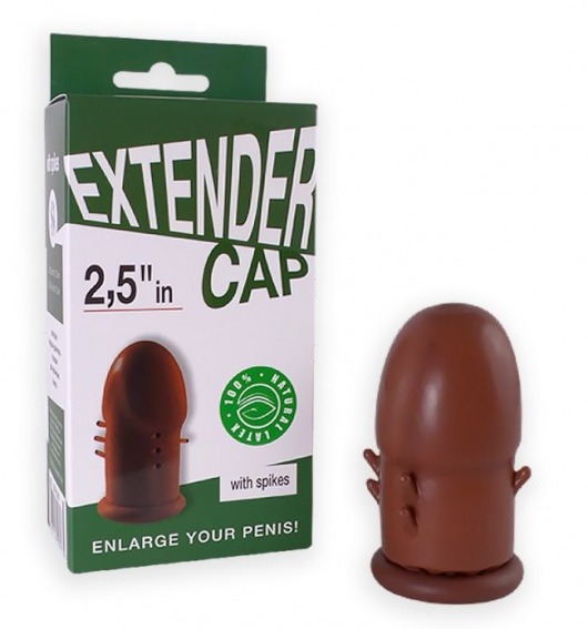 Коричневый латексный удлинитель пениса 2.5 in с шипиками - Sitabella - в Батайске купить с доставкой