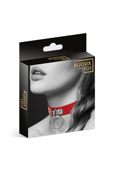 Красный узенький чокер с кольцом - Bijoux Pour Toi - купить с доставкой в Батайске