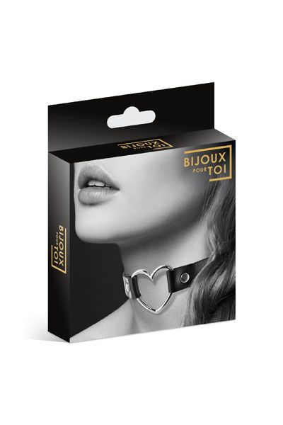 Чёрный чокер с кольцом в форме сердца - Bijoux Pour Toi - купить с доставкой в Батайске