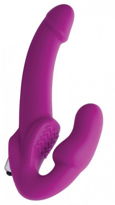 Ярко-розовый безремневой вибрострапон Evoke Vibrating Strapless Silicone Strap-on Dildo - XR Brands - купить с доставкой в Батайске