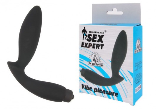 Чёрный вибростимулятор простаты Sex Expert Vibe Pleasure - Sex Expert - в Батайске купить с доставкой