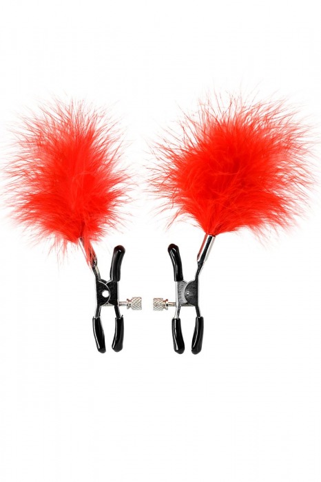 Зажимы для сосков с красным пухом Theatre - ToyFa - купить с доставкой в Батайске