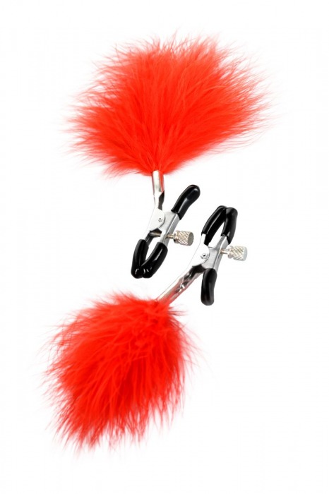 Зажимы для сосков с красным пухом Theatre - ToyFa - купить с доставкой в Батайске